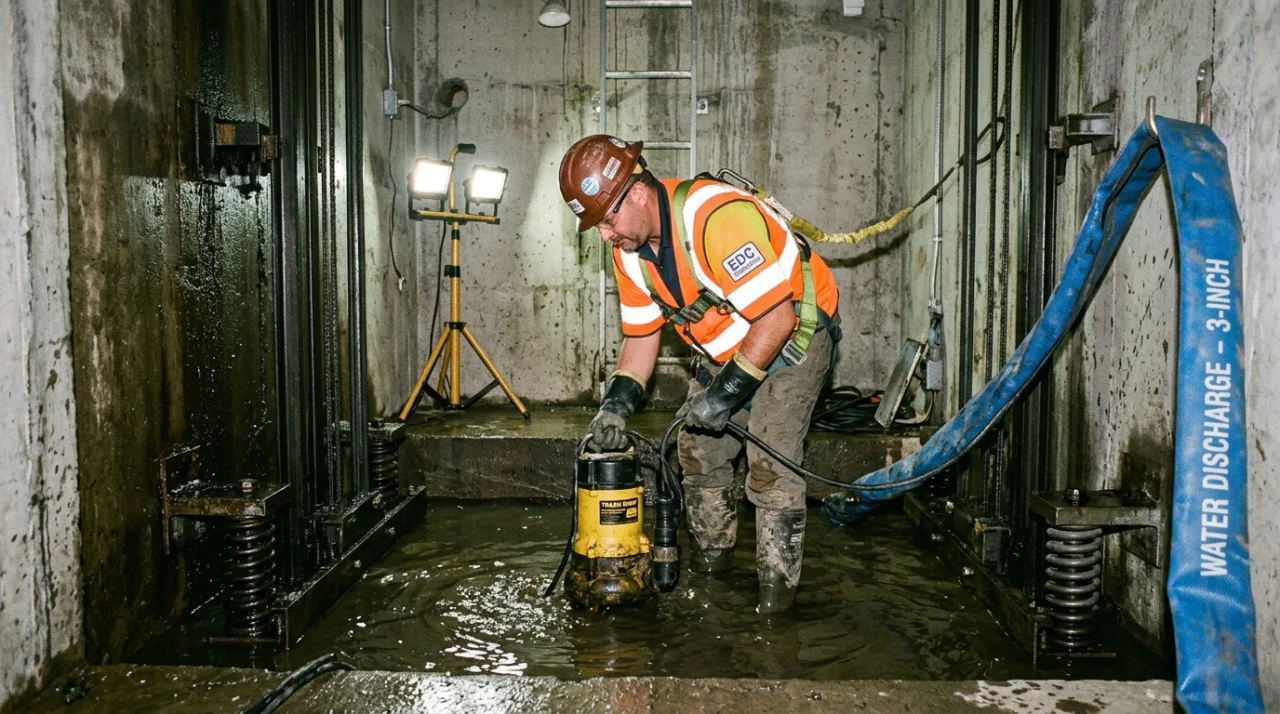 Restore Crest Dallas Elevator Pit Water Removal and Shaft Pumping