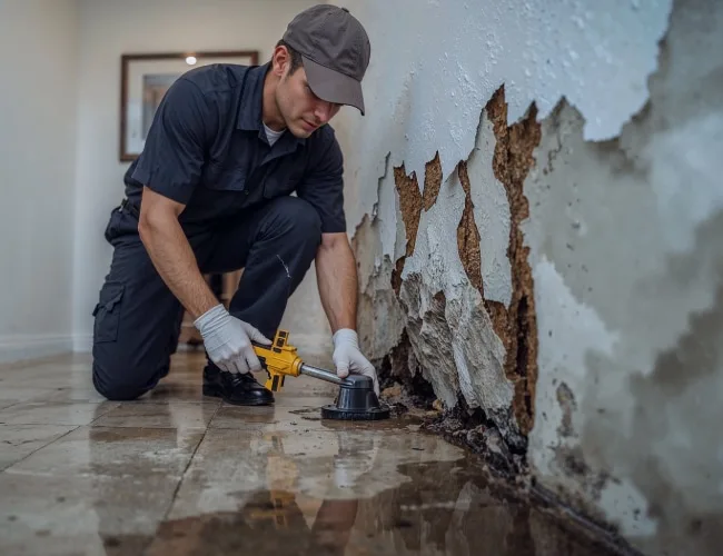 Restore Crest Dallas Slab Leak Wall Moisture Probe Inspection