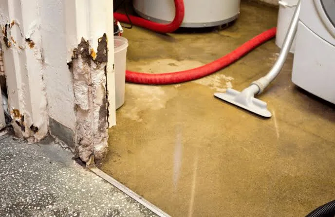 Burst copper water heater supply line spraying water in Dallas home